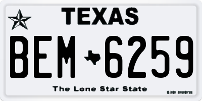 TX license plate BEM6259