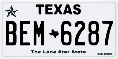 TX license plate BEM6287