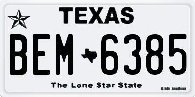 TX license plate BEM6385