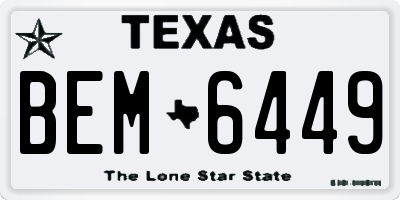 TX license plate BEM6449