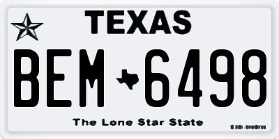 TX license plate BEM6498