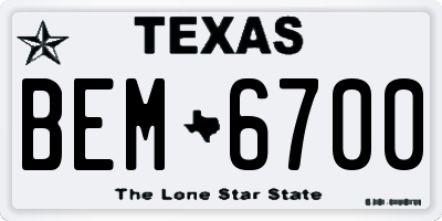 TX license plate BEM6700