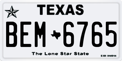 TX license plate BEM6765