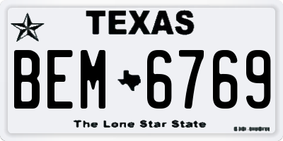 TX license plate BEM6769