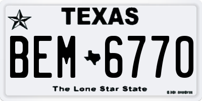 TX license plate BEM6770