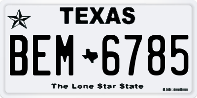 TX license plate BEM6785