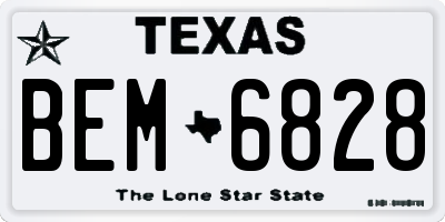 TX license plate BEM6828