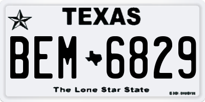 TX license plate BEM6829