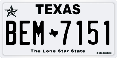 TX license plate BEM7151