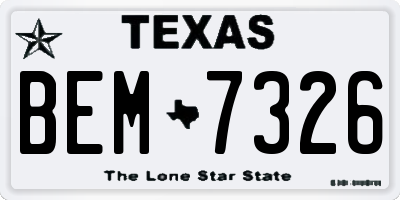 TX license plate BEM7326