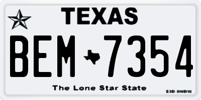 TX license plate BEM7354