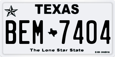 TX license plate BEM7404