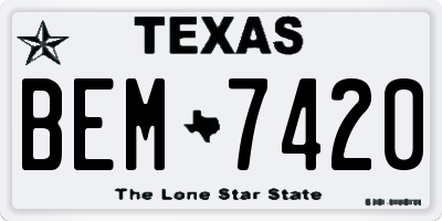 TX license plate BEM7420