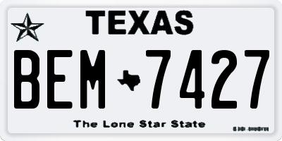 TX license plate BEM7427