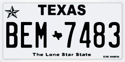 TX license plate BEM7483