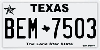 TX license plate BEM7503