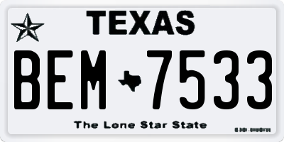 TX license plate BEM7533