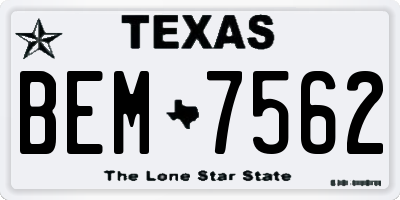 TX license plate BEM7562
