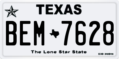 TX license plate BEM7628