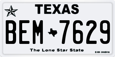TX license plate BEM7629