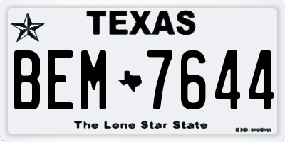 TX license plate BEM7644