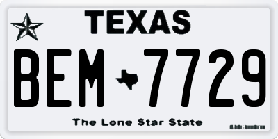 TX license plate BEM7729