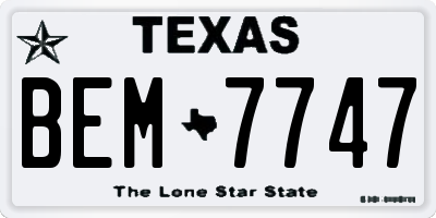TX license plate BEM7747