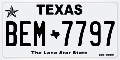 TX license plate BEM7797