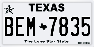 TX license plate BEM7835