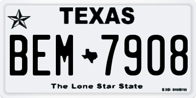 TX license plate BEM7908