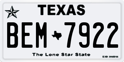 TX license plate BEM7922