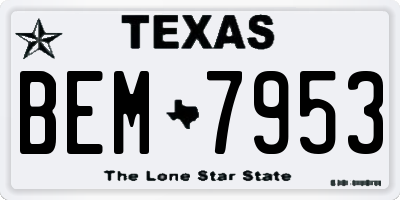 TX license plate BEM7953