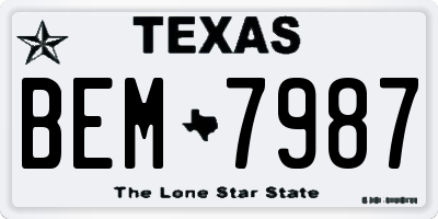 TX license plate BEM7987