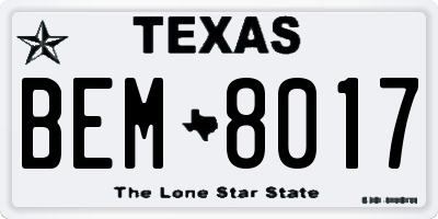 TX license plate BEM8017