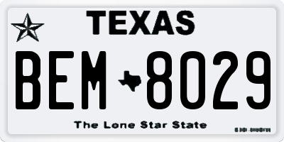 TX license plate BEM8029