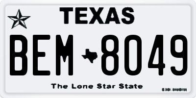 TX license plate BEM8049