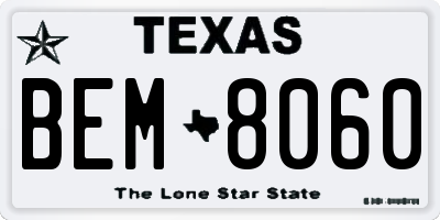 TX license plate BEM8060