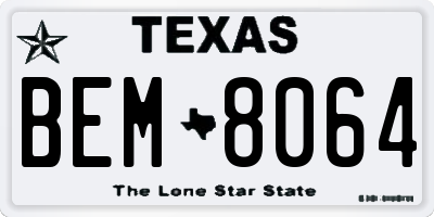 TX license plate BEM8064