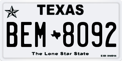 TX license plate BEM8092