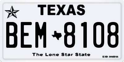 TX license plate BEM8108