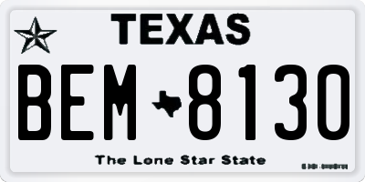 TX license plate BEM8130