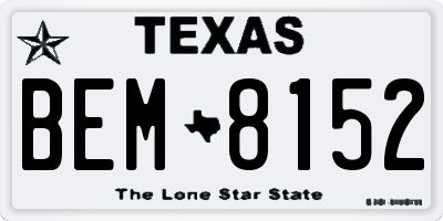 TX license plate BEM8152