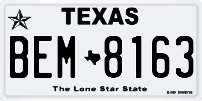TX license plate BEM8163