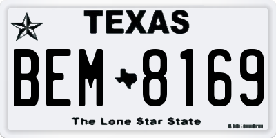 TX license plate BEM8169