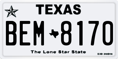 TX license plate BEM8170