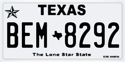 TX license plate BEM8292