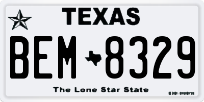 TX license plate BEM8329