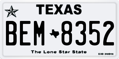 TX license plate BEM8352