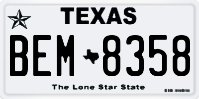 TX license plate BEM8358