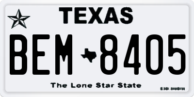 TX license plate BEM8405